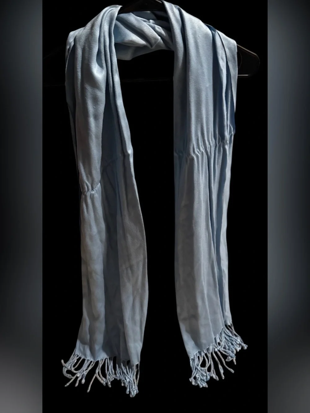 Light Blue Fringe Scarf
